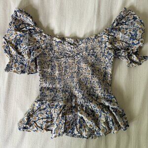 Floral ruffle Patrons of Peace blouse top XS